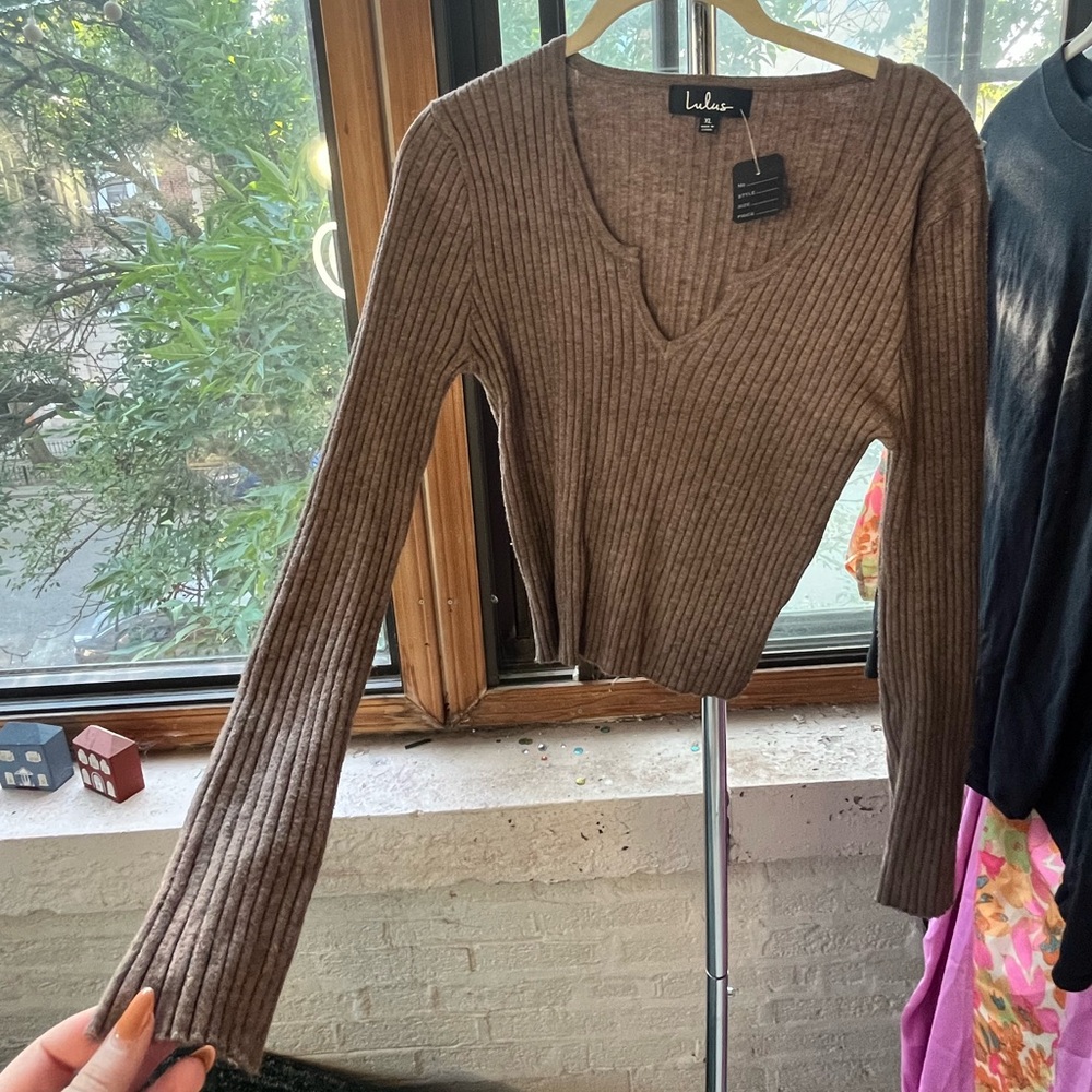 Long sleeve thick sweater material top